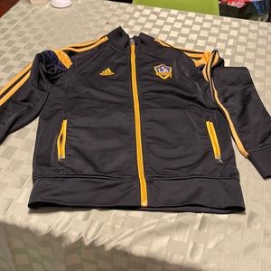 Adidas medium sports hoodie LA Galaxy in black and yellow.